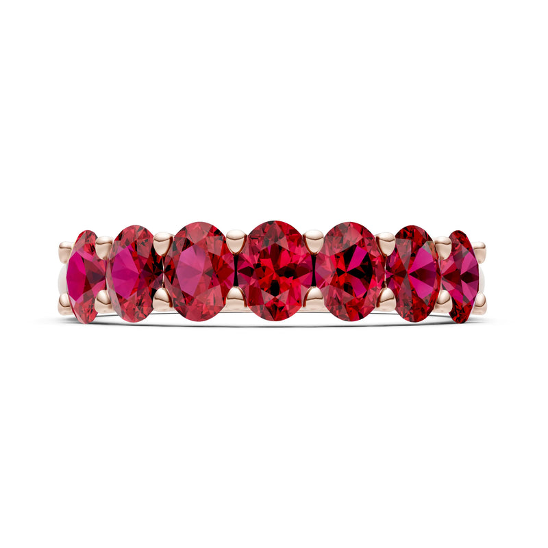 Ruby 7 Stone Alternating Oval Gemstone Ring