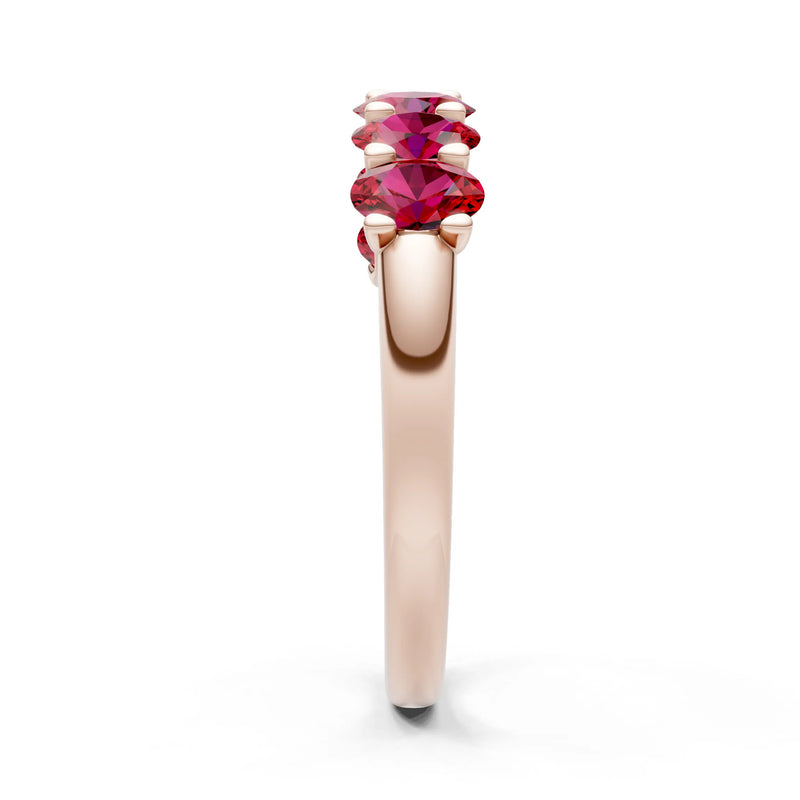 Ruby 7 Stone Alternating Oval Gemstone Ring