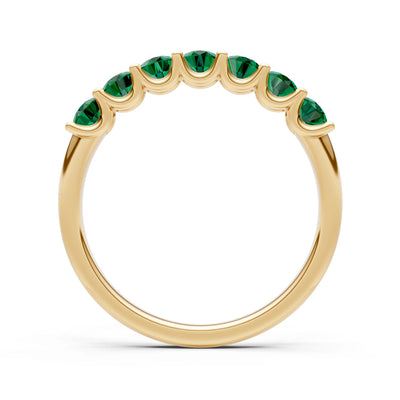 Emerald 7 Stone Alternating Oval Gemstone Ring