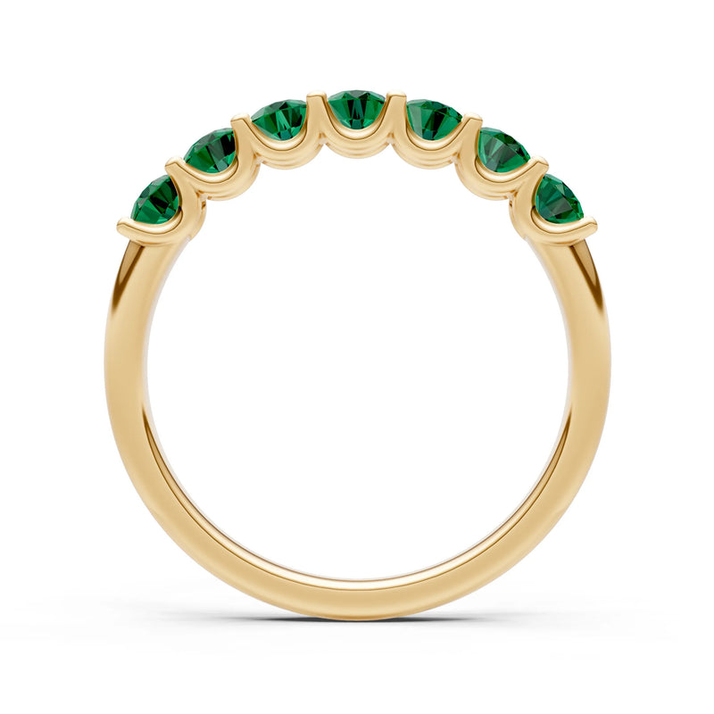 Emerald 7 Stone Alternating Oval Gemstone Ring