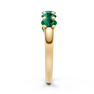 Emerald 7 Stone Alternating Oval Gemstone Ring