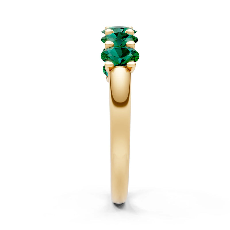 Emerald 7 Stone Alternating Oval Gemstone Ring
