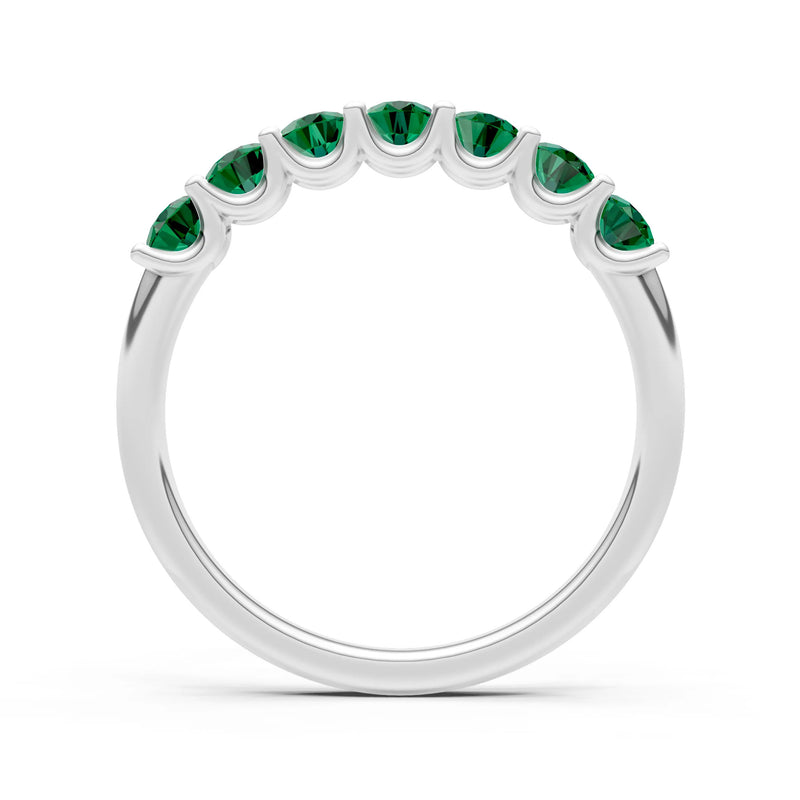 Emerald 7 Stone Alternating Oval Gemstone Ring