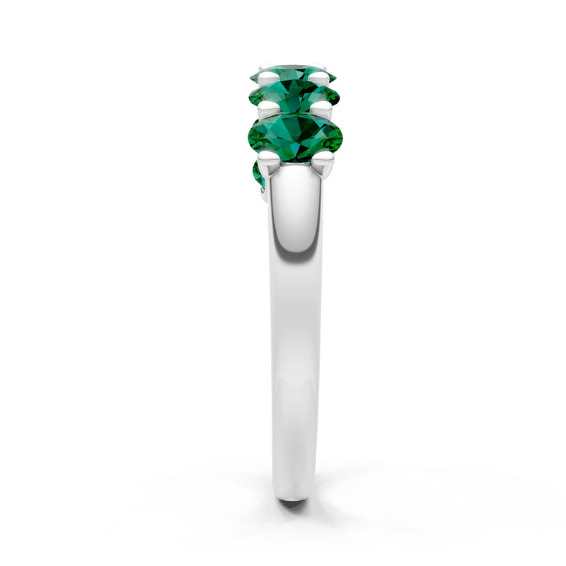 Emerald 7 Stone Alternating Oval Gemstone Ring