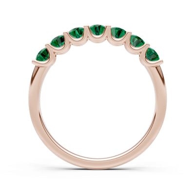 Emerald 7 Stone Alternating Oval Gemstone Ring