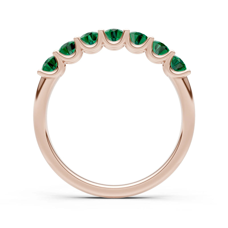 Emerald 7 Stone Alternating Oval Gemstone Ring