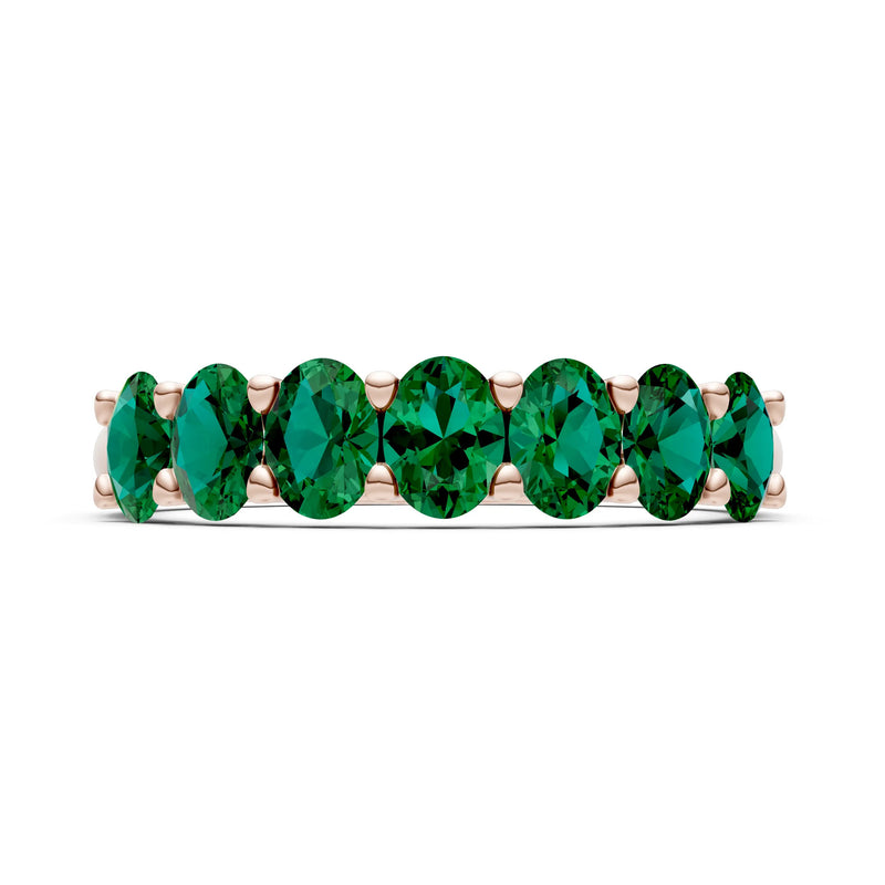 Emerald 7 Stone Alternating Oval Gemstone Ring