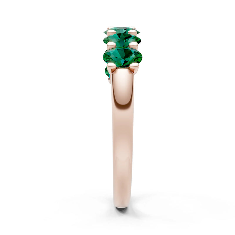 Emerald 7 Stone Alternating Oval Gemstone Ring
