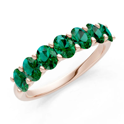 Emerald 7 Stone Alternating Oval Gemstone Ring