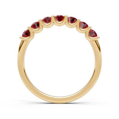 Garnet 7 Stone Alternating Oval Gemstone Ring