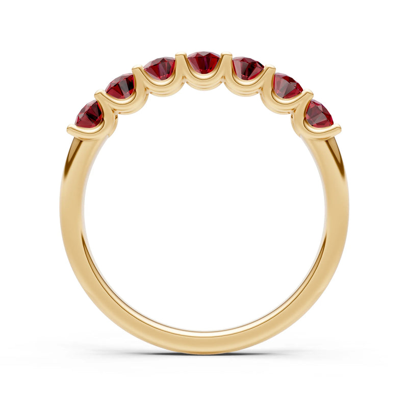 Garnet 7 Stone Alternating Oval Gemstone Ring