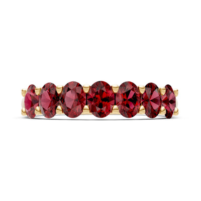 Garnet 7 Stone Alternating Oval Gemstone Ring