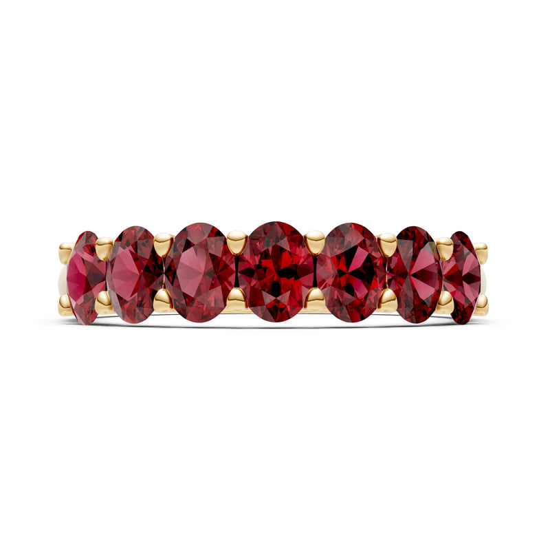 Garnet 7 Stone Alternating Oval Gemstone Ring