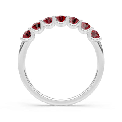 Garnet 7 Stone Alternating Oval Gemstone Ring