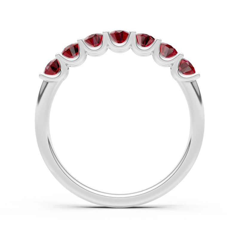 Garnet 7 Stone Alternating Oval Gemstone Ring
