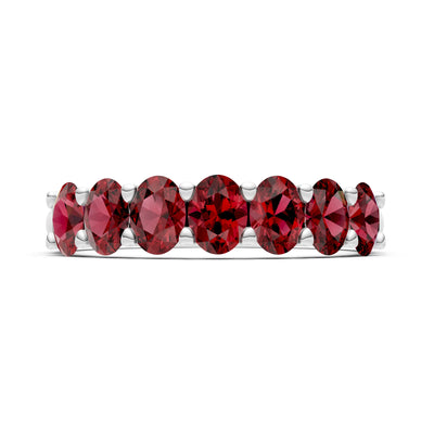Garnet 7 Stone Alternating Oval Gemstone Ring