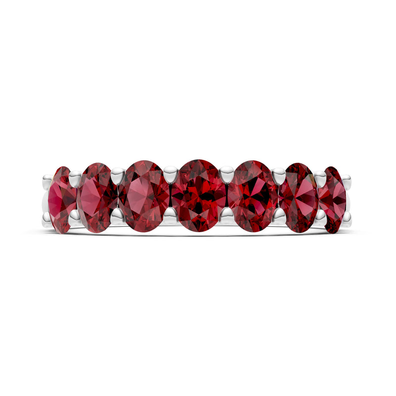 Garnet 7 Stone Alternating Oval Gemstone Ring