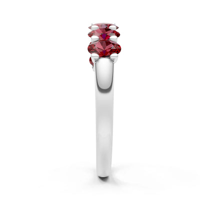 Garnet 7 Stone Alternating Oval Gemstone Ring