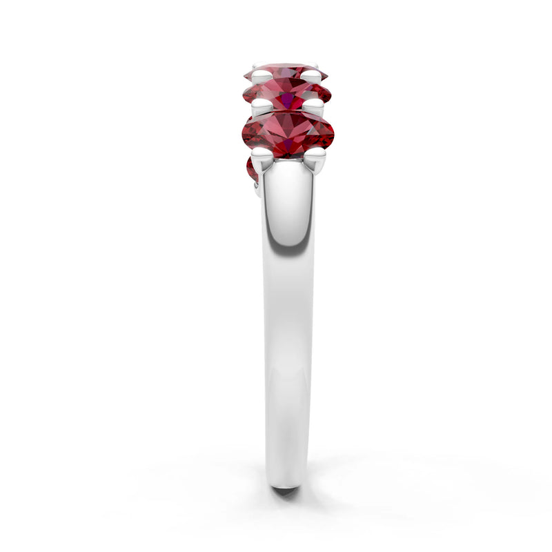 Garnet 7 Stone Alternating Oval Gemstone Ring