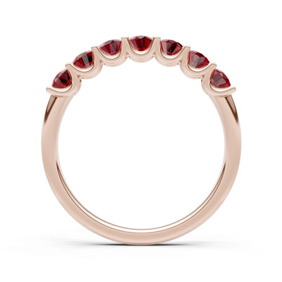 Garnet 7 Stone Alternating Oval Gemstone Ring