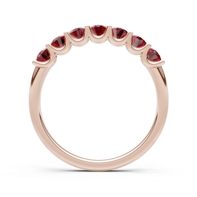 Garnet 7 Stone Alternating Oval Gemstone Ring