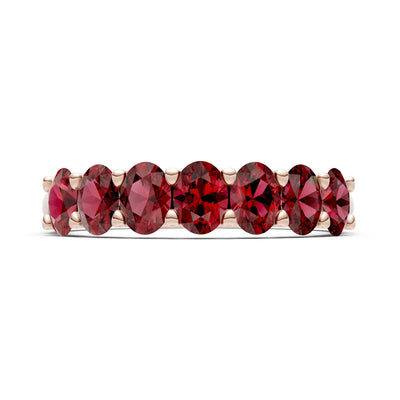 Garnet 7 Stone Alternating Oval Gemstone Ring