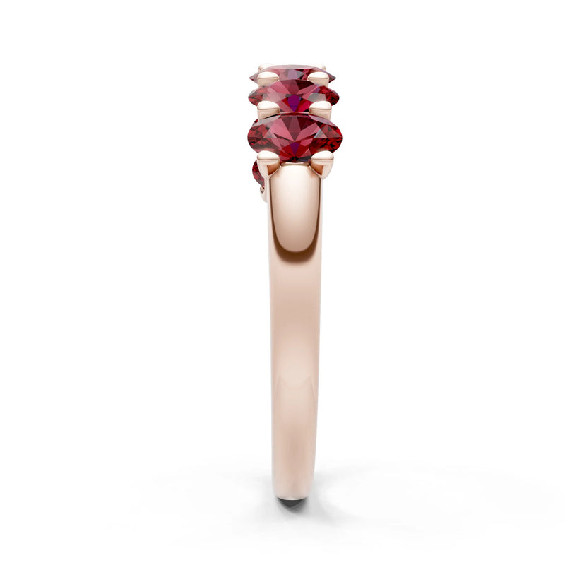 Garnet 7 Stone Alternating Oval Gemstone Ring