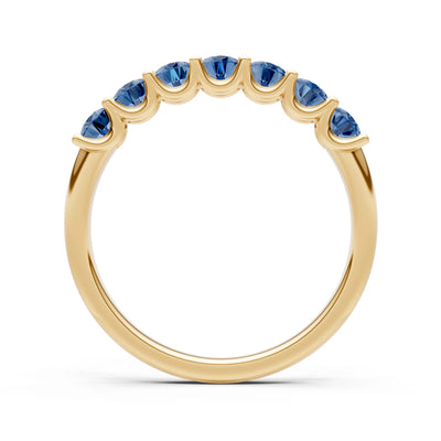 London Blue Topaz 7 Stone Alternating Oval Gemstone Ring