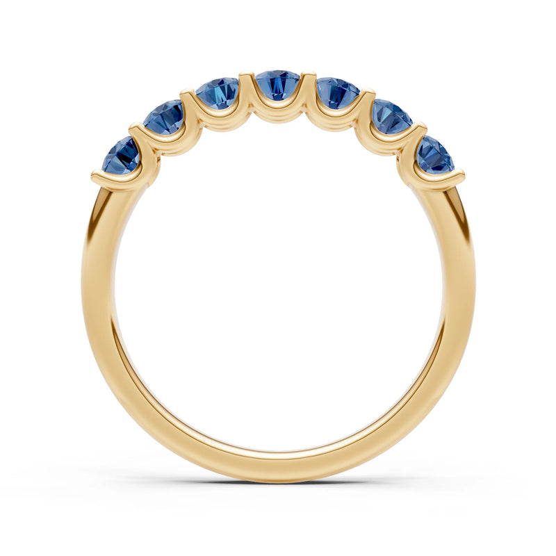 London Blue Topaz 7 Stone Alternating Oval Gemstone Ring