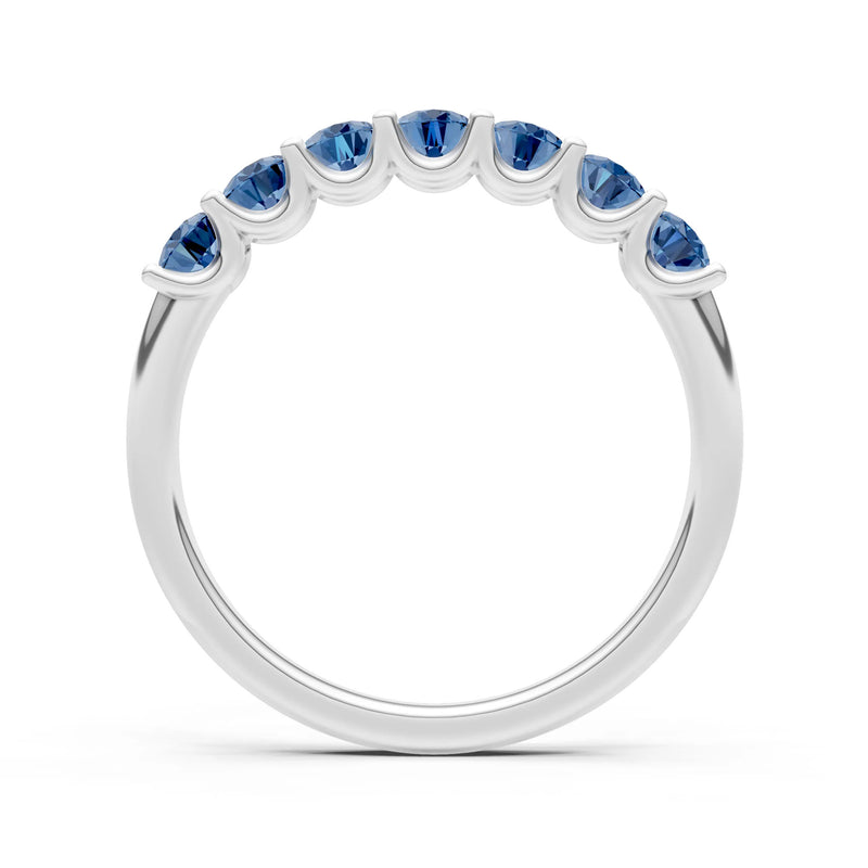 London Blue Topaz 7 Stone Alternating Oval Gemstone Ring