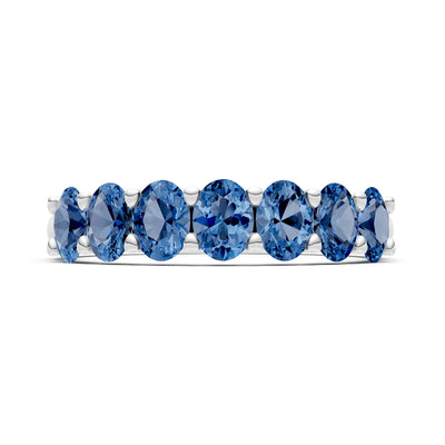 London Blue Topaz 7 Stone Alternating Oval Gemstone Ring