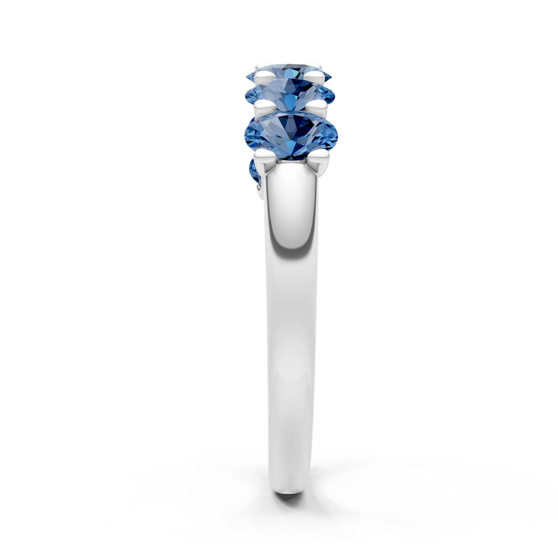 London Blue Topaz 7 Stone Alternating Oval Gemstone Ring