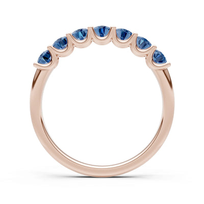 London Blue Topaz 7 Stone Alternating Oval Gemstone Ring