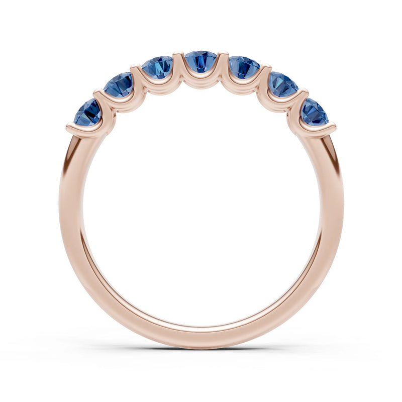 London Blue Topaz 7 Stone Alternating Oval Gemstone Ring