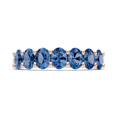 London Blue Topaz 7 Stone Alternating Oval Gemstone Ring