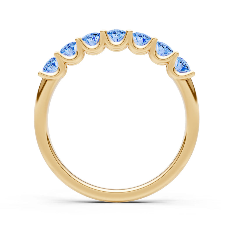 Swiss Blue Topaz 7 Stone Alternating Oval Gemstone Ring