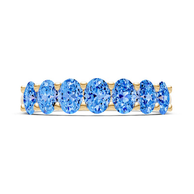 Swiss Blue Topaz 7 Stone Alternating Oval Gemstone Ring