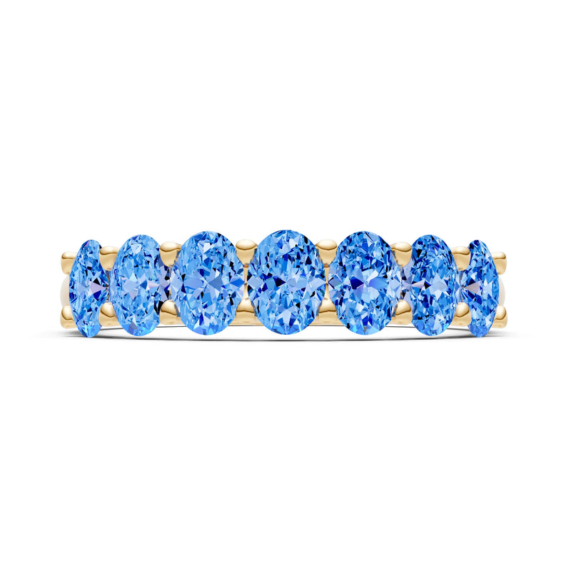 Swiss Blue Topaz 7 Stone Alternating Oval Gemstone Ring