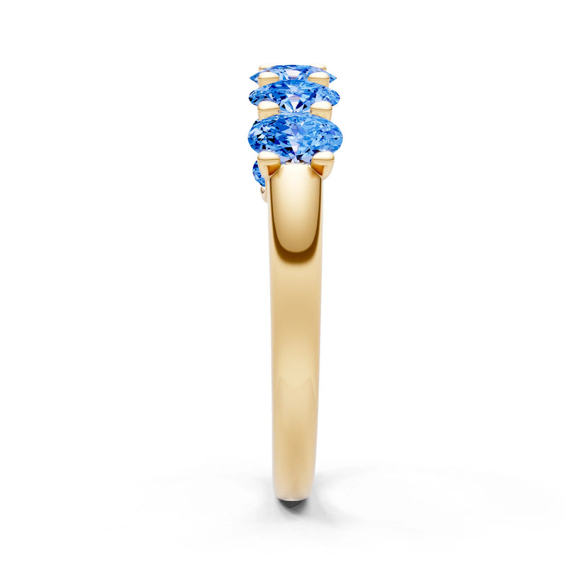 Swiss Blue Topaz 7 Stone Alternating Oval Gemstone Ring