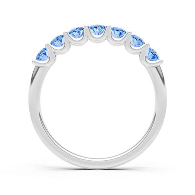 Swiss Blue Topaz 7 Stone Alternating Oval Gemstone Ring