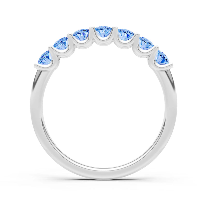 Swiss Blue Topaz 7 Stone Alternating Oval Gemstone Ring