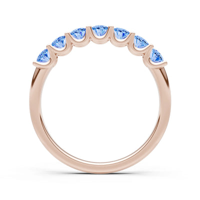 Swiss Blue Topaz 7 Stone Alternating Oval Gemstone Ring