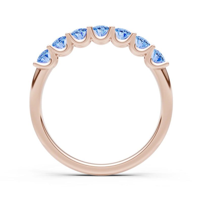 Swiss Blue Topaz 7 Stone Alternating Oval Gemstone Ring