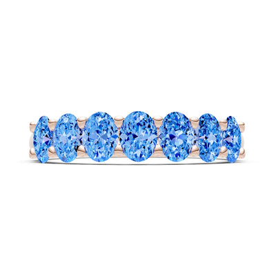 Swiss Blue Topaz 7 Stone Alternating Oval Gemstone Ring