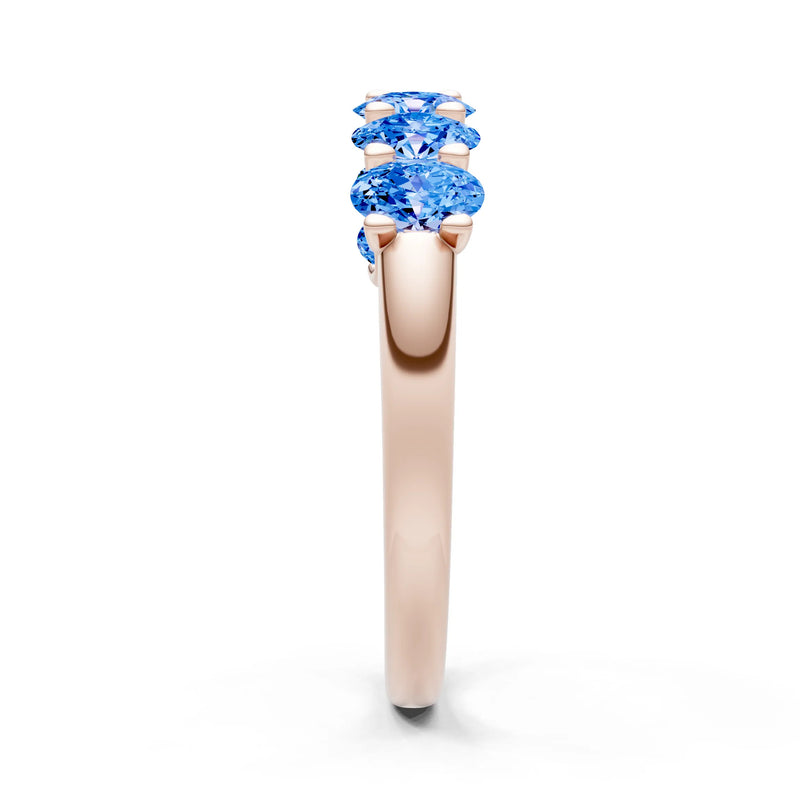 Swiss Blue Topaz 7 Stone Alternating Oval Gemstone Ring