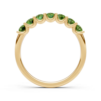 Peridot 7 Stone Alternating Oval Gemstone Ring