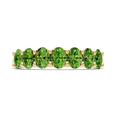 Peridot 7 Stone Alternating Oval Gemstone Ring