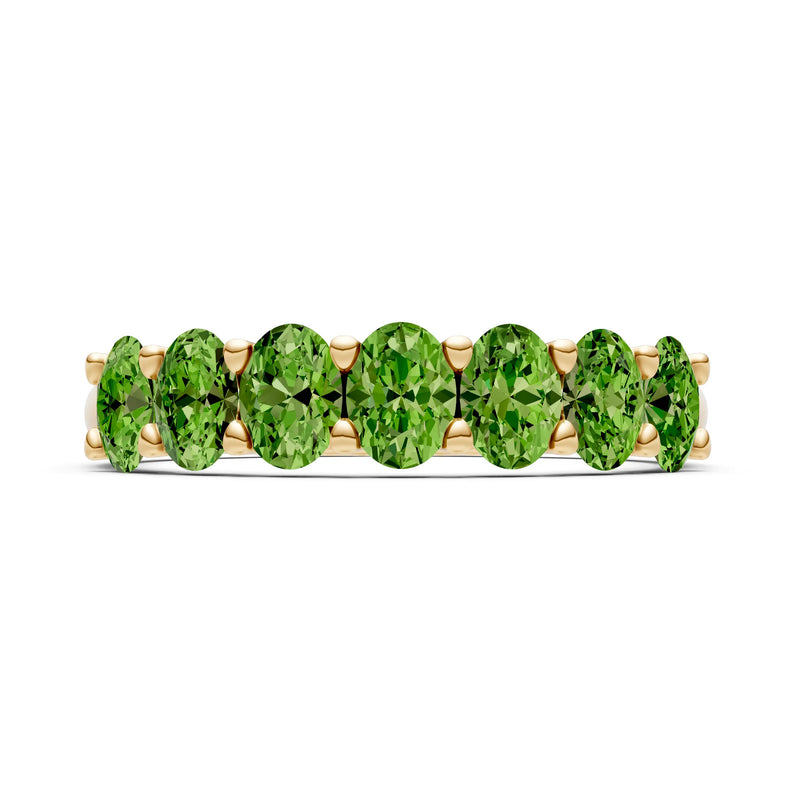 Peridot 7 Stone Alternating Oval Gemstone Ring