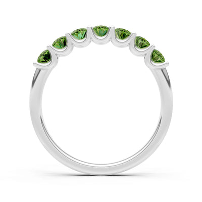 Peridot 7 Stone Alternating Oval Gemstone Ring