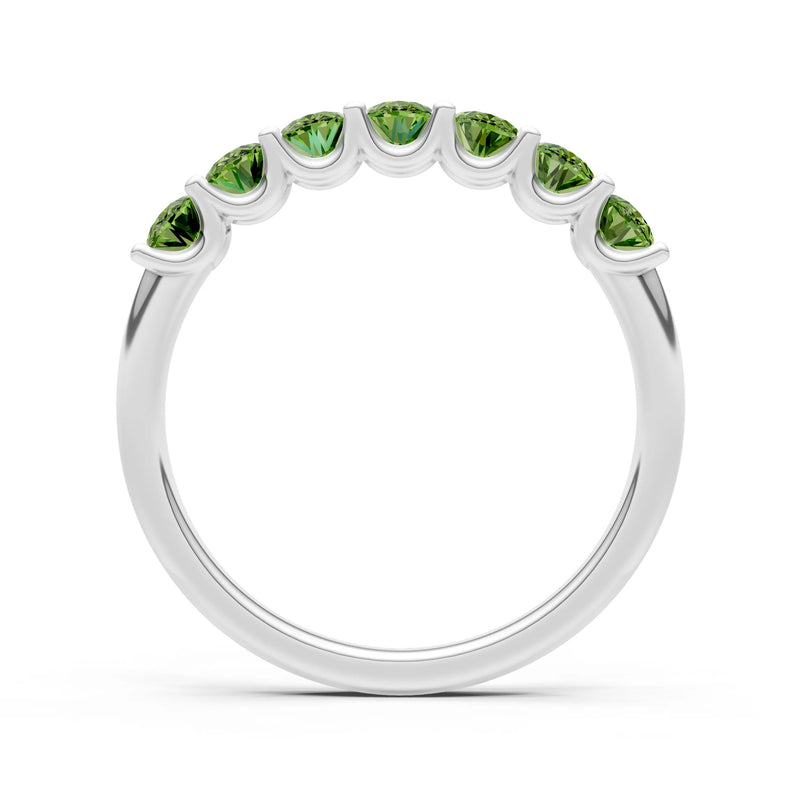 Peridot 7 Stone Alternating Oval Gemstone Ring